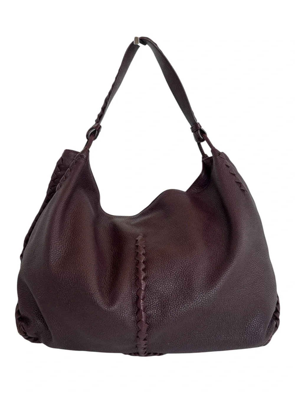 Bottega Veneta Intrecciato Cervo Leather Hobo Shoulder Bag - Burgundy